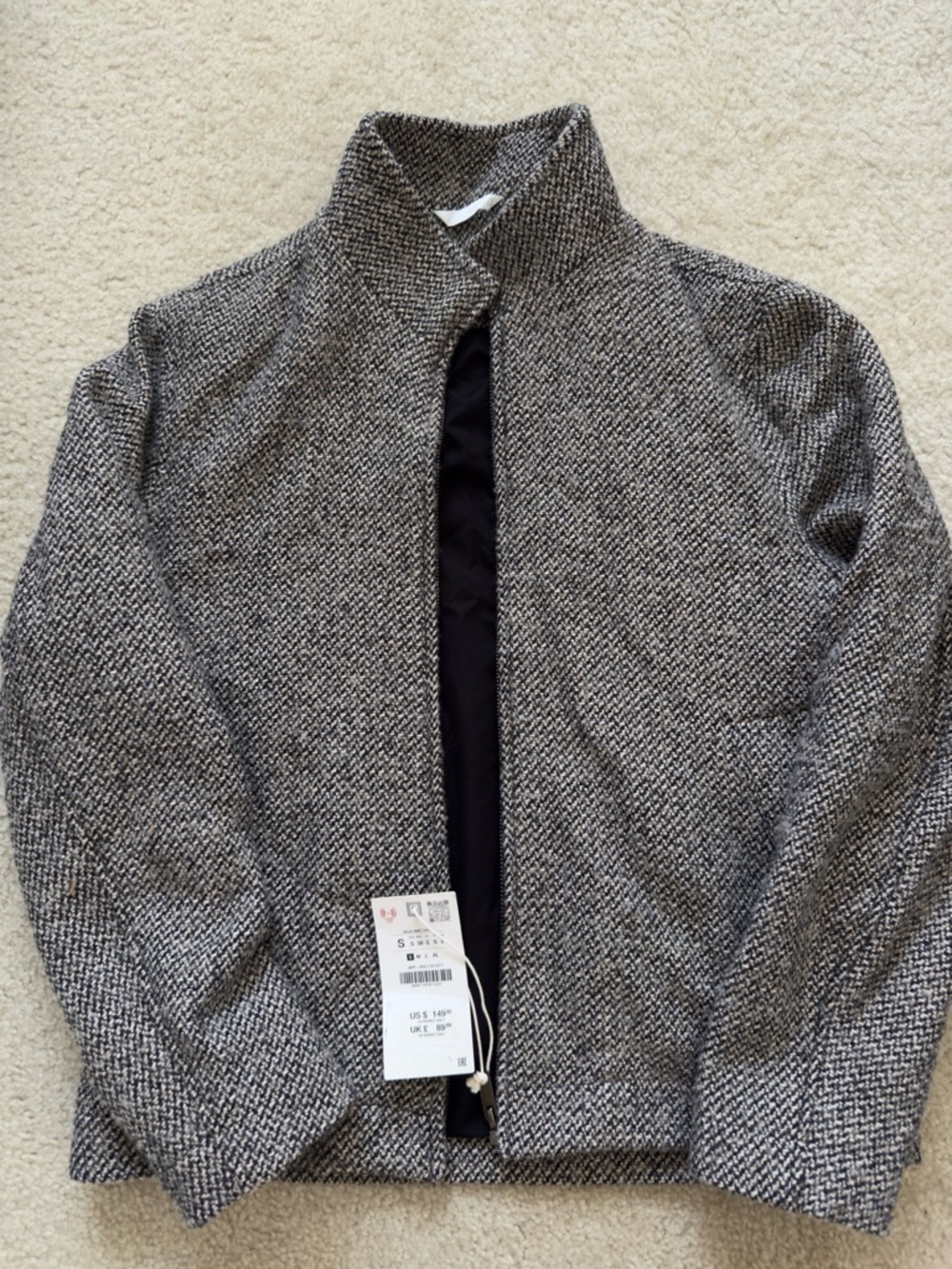 BRAND NEW ZARA MENS TWEED JACKET - EUROPE EDITION - MENS SMALL